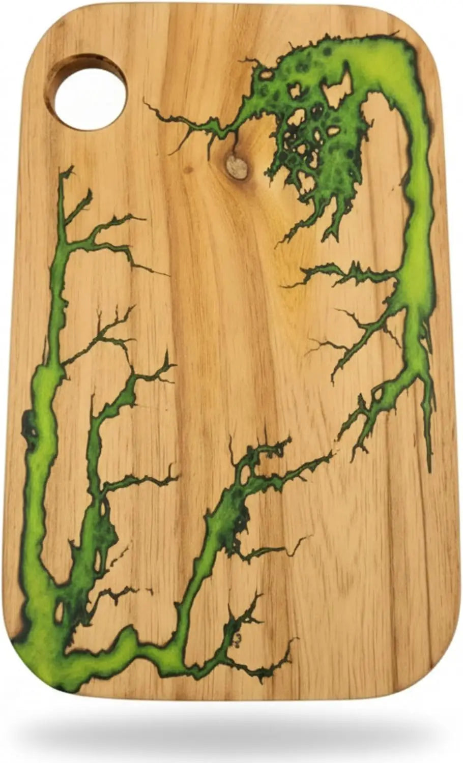 Acacia Wood Charcuterie Board 16x10.5 Inch Green Fractal Burn