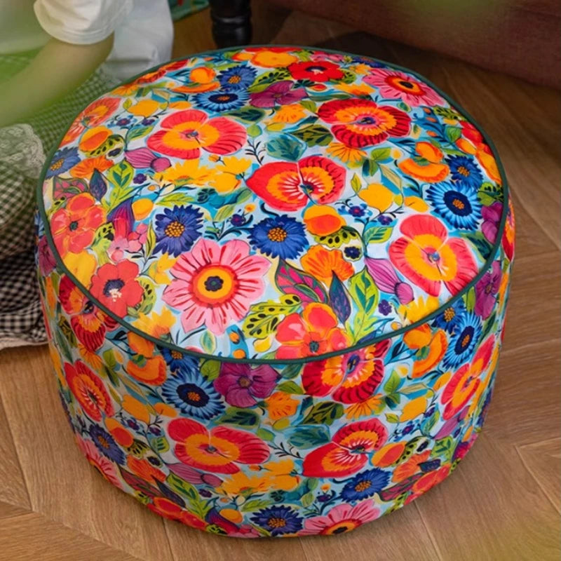 Removable Pouf Footrest Round Shoe Changing Stool