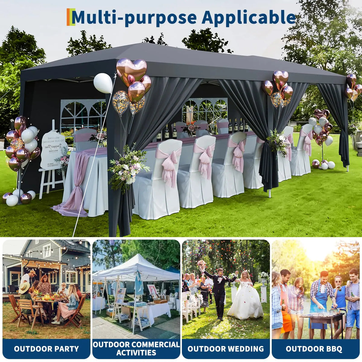 10x20 Commercial Pop Up Canopy Tent Heavy Duty Outdoor With 6 Sidewalls
