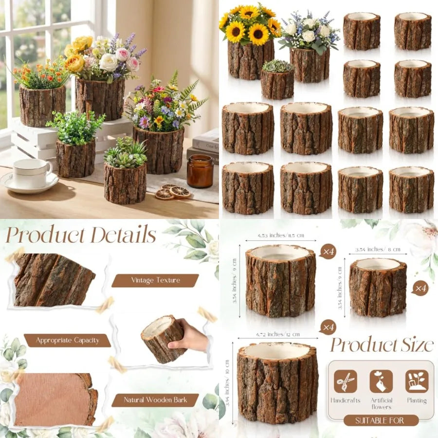 2 Pcs Wooden Vase for Centerpieces