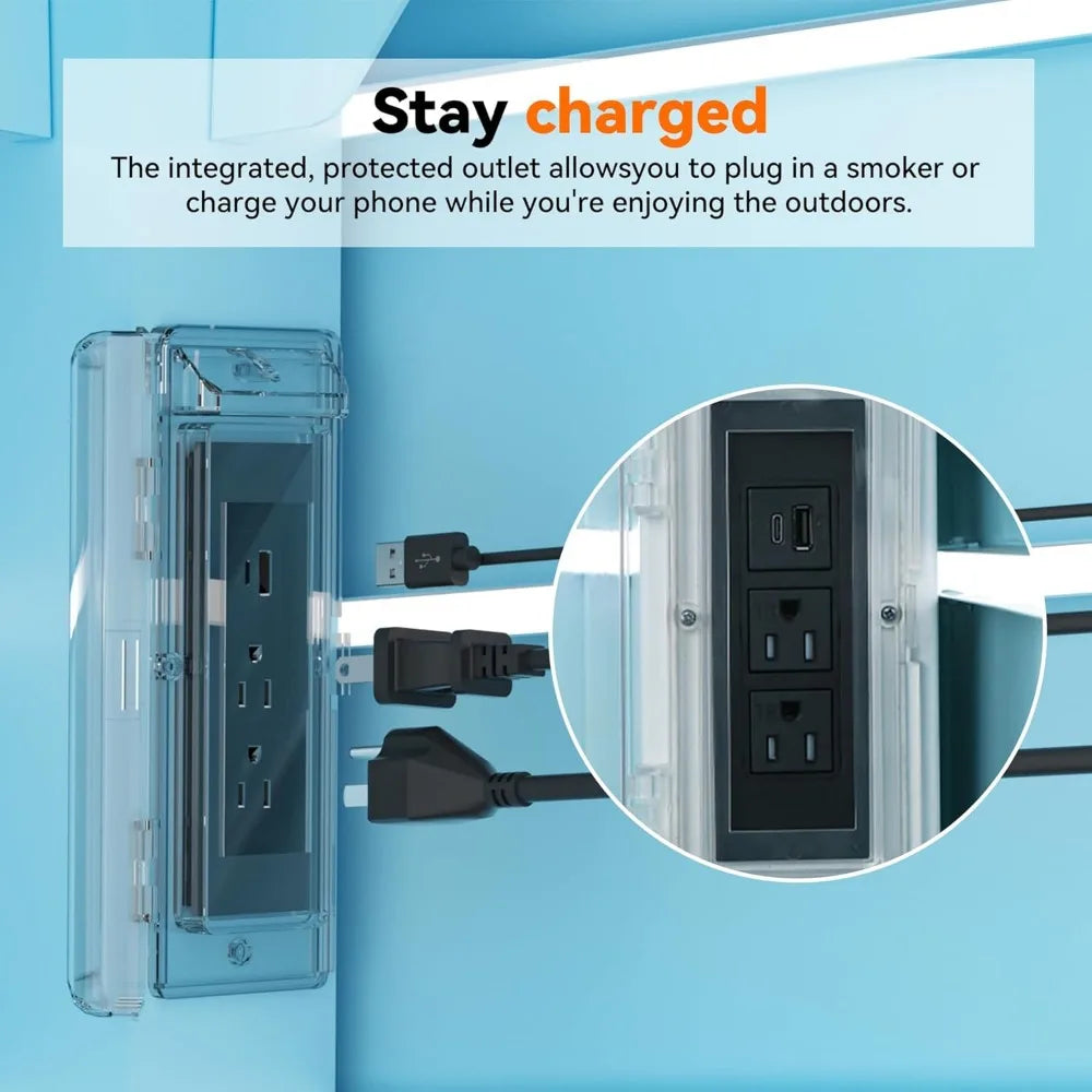 Outdoor Bar, Grill Gazebo with USB Charging Socket and Hooks