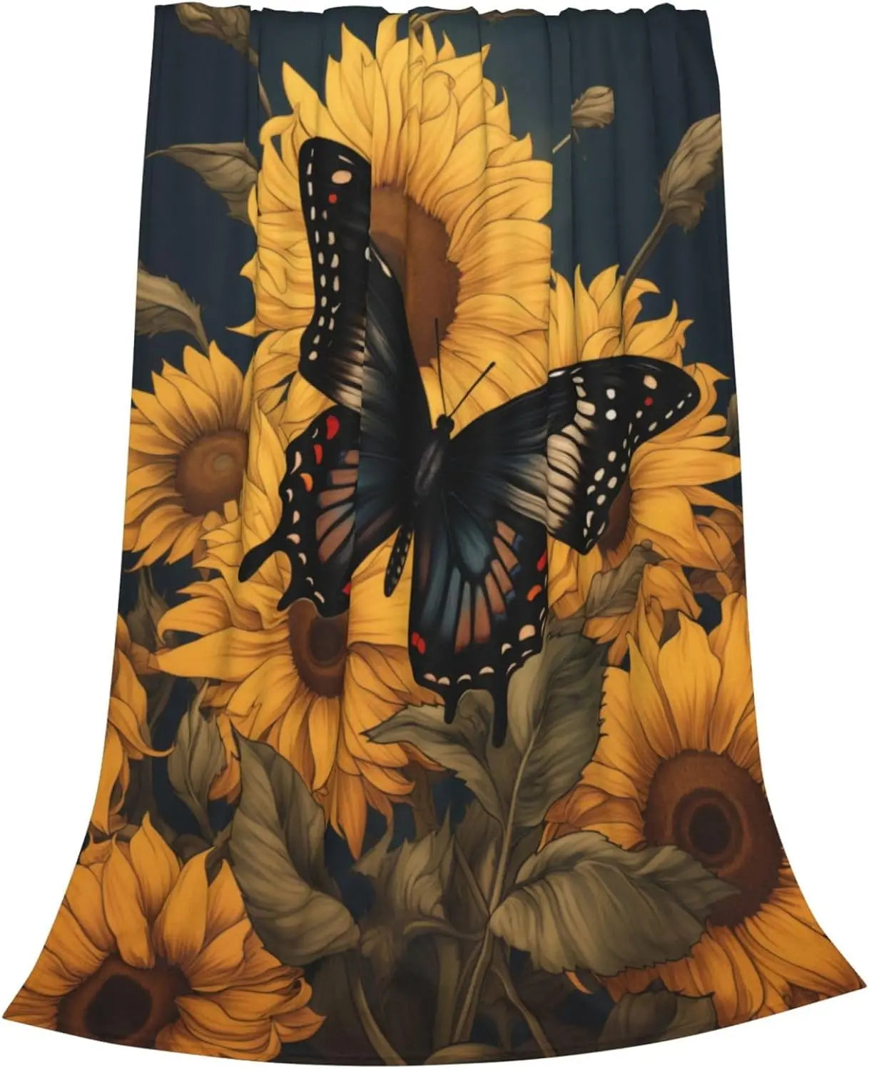 Sunflower Butterfly Blanket  Flannel Throw Blankets
