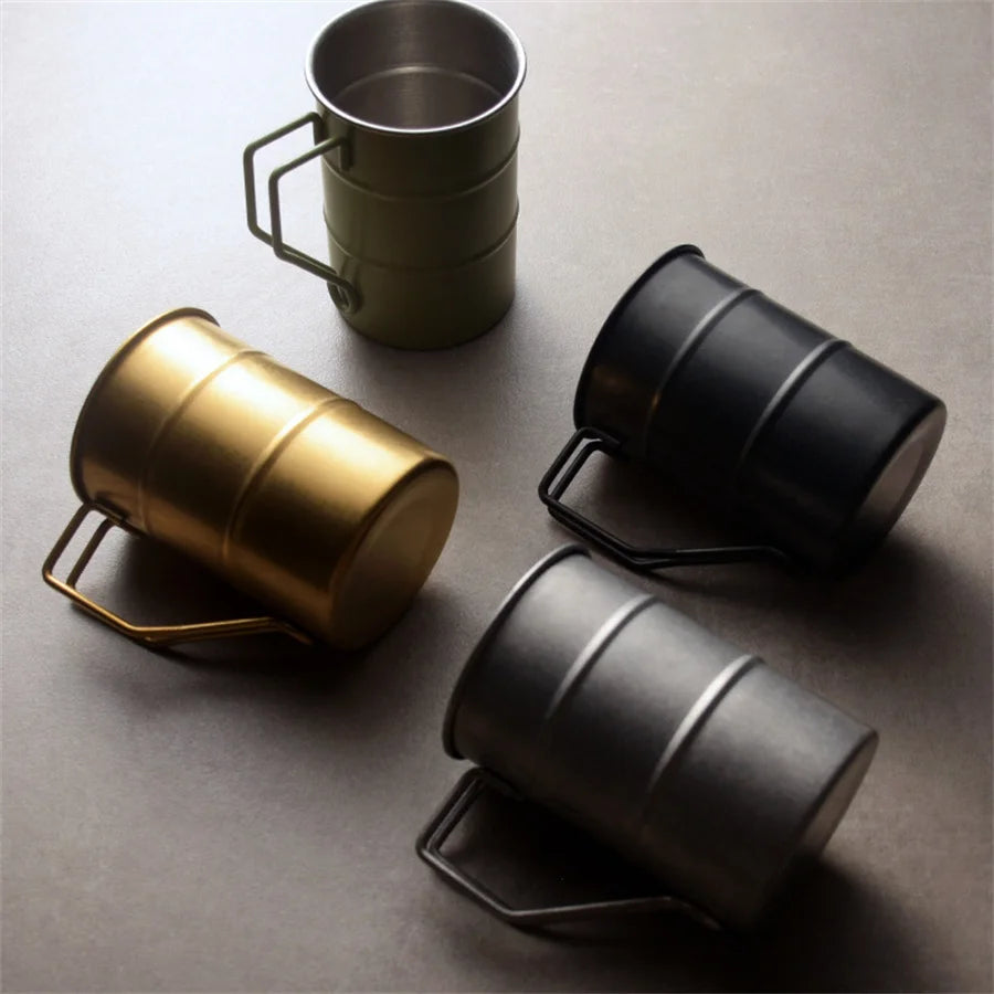 Outdoor 304 Stainless Steel Marco Mug, Industrial Style, Retro Old Creative, Coffee, Camping, Picnic, Beer Mugs