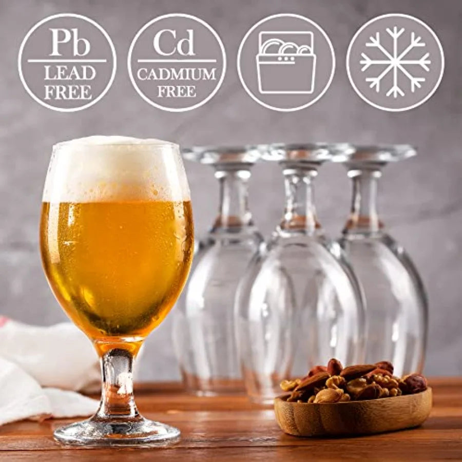 Premium Beer Glasses, Set of 6, 13 1/2 oz 100% Lead-Free