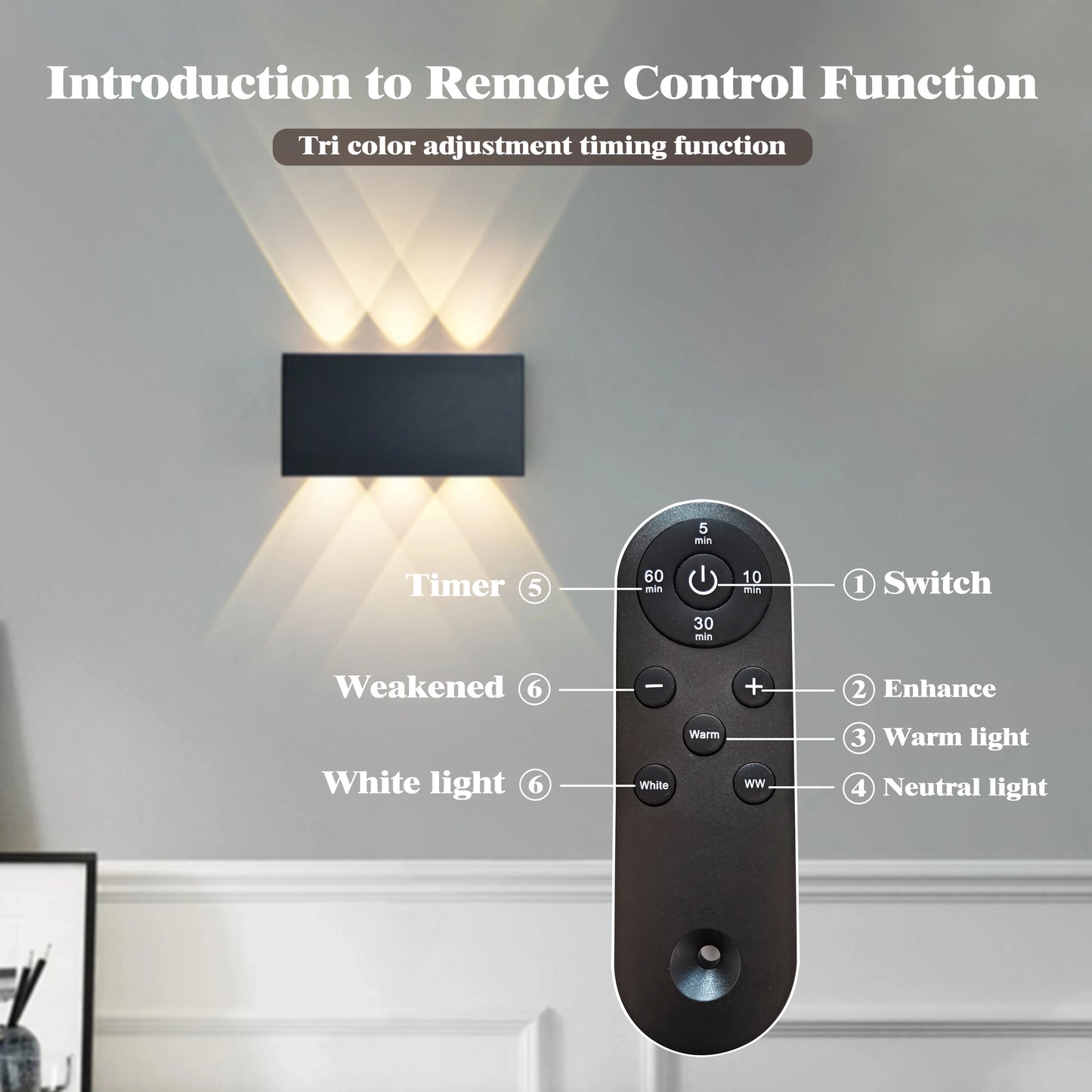 LED modern charging wall lamp touch 3-color  3600mAh