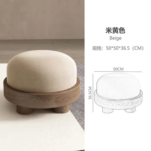 Pouf Furniture Stool Solid Wood Low Shoe Changing