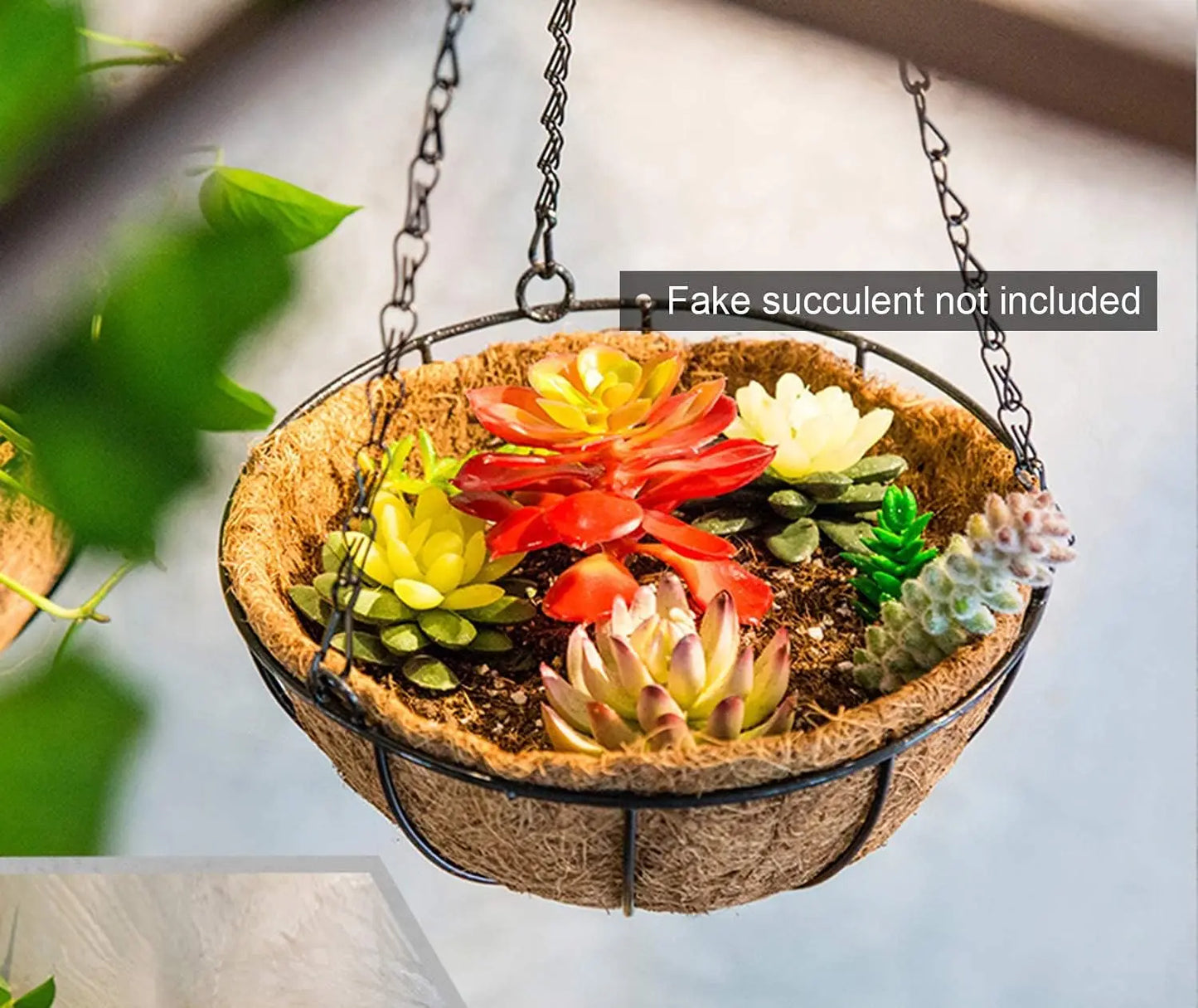 3 Pack 10" Metal Hanging Flower Pots with Coco Fiber Liners