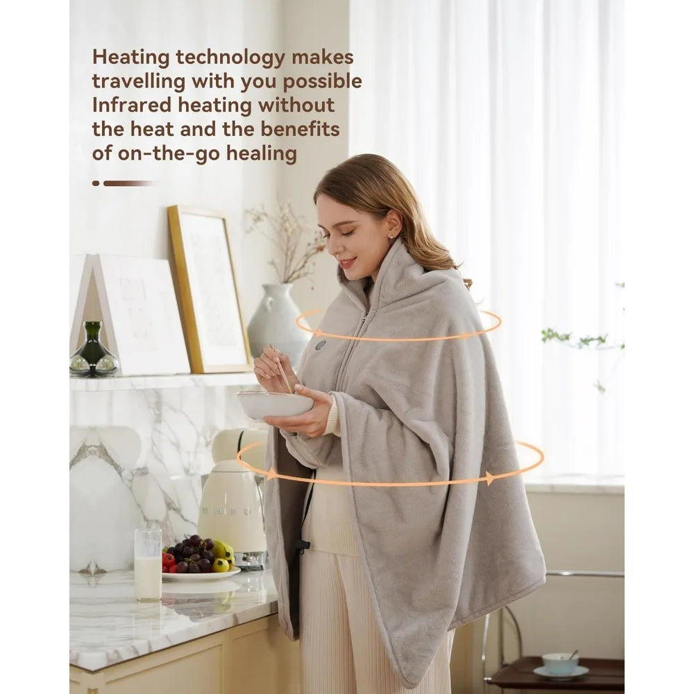 Cordless USB Heated Blanket with 3 Heat Levels, Portable Electric Throw for Neck & Shoulder Warmth