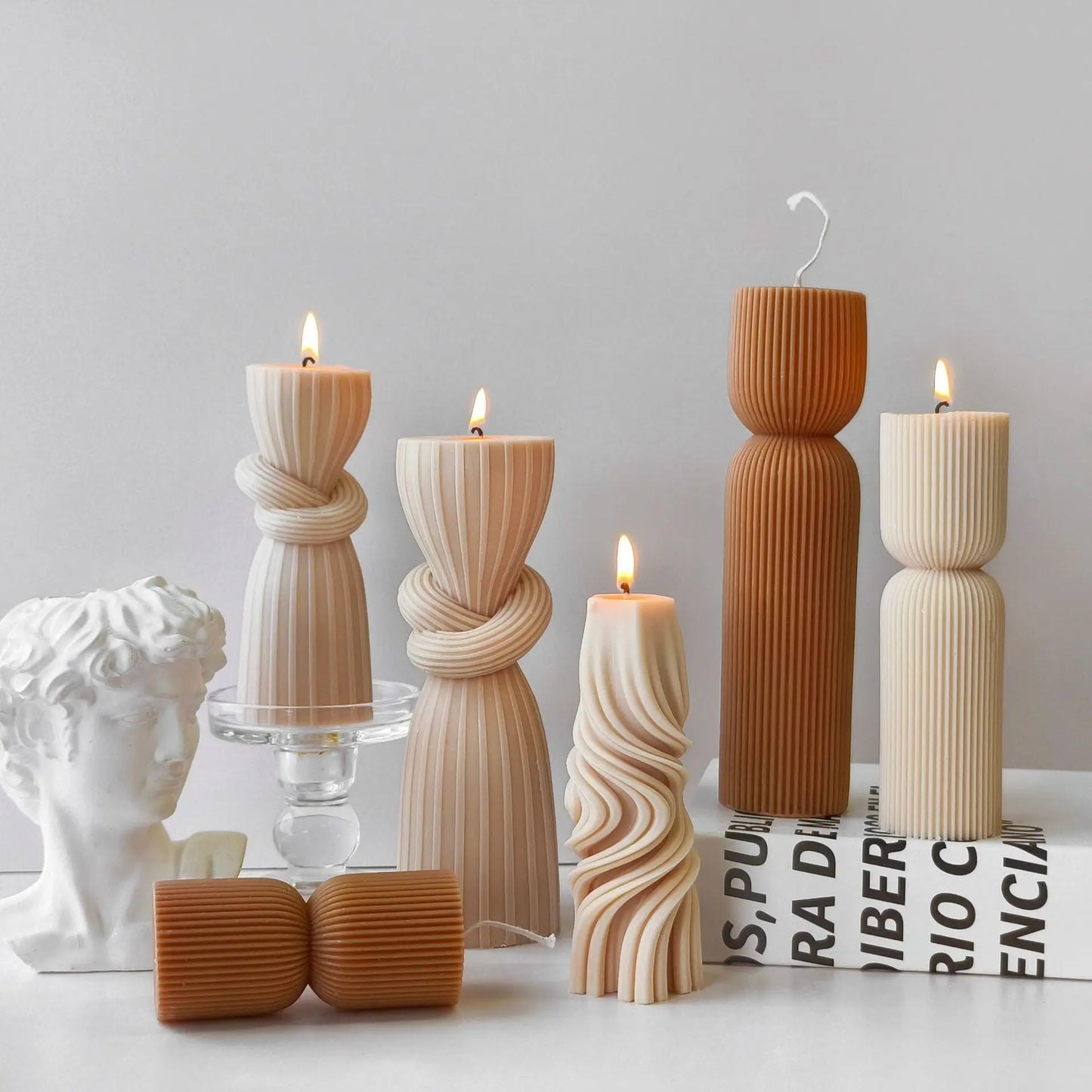 Striped Cylinder Aroma Candle Silicone Mold Soy Wax Candles Making Supplies