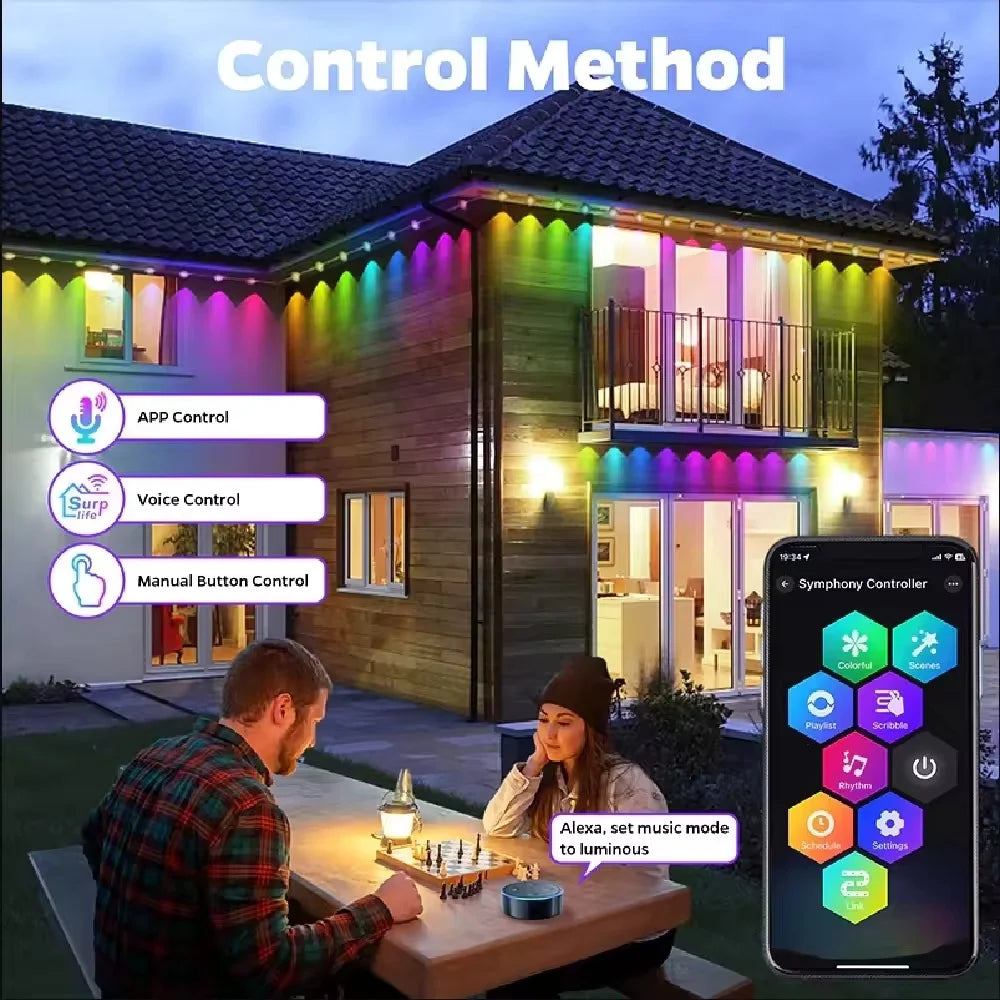 Smart Permanent Outdoor Lights Eaves Lights IP67 Waterproof Light String