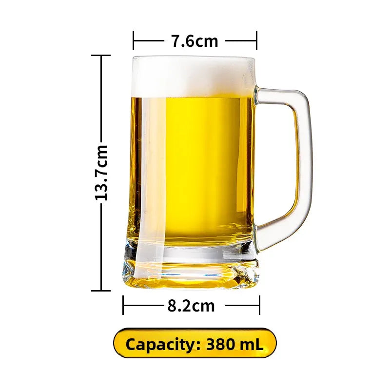 Large Capacity Beer Glass with Handle High End Glass Drinking Cup