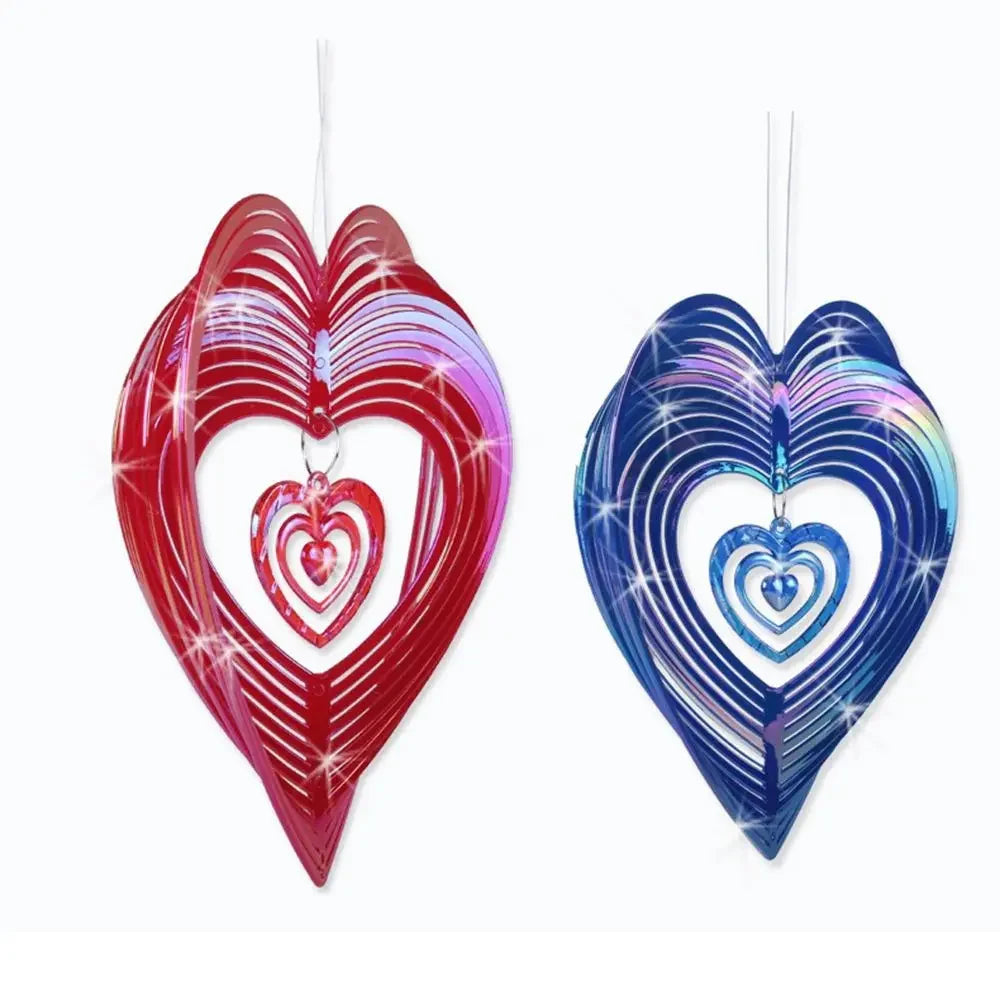 Metal Wind Chime Beating Heart Love Rotating Wind Chime