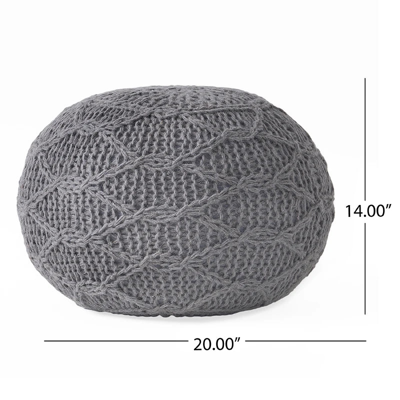 Handwoven 100% Wool Pouf Ottoman Foot Stool