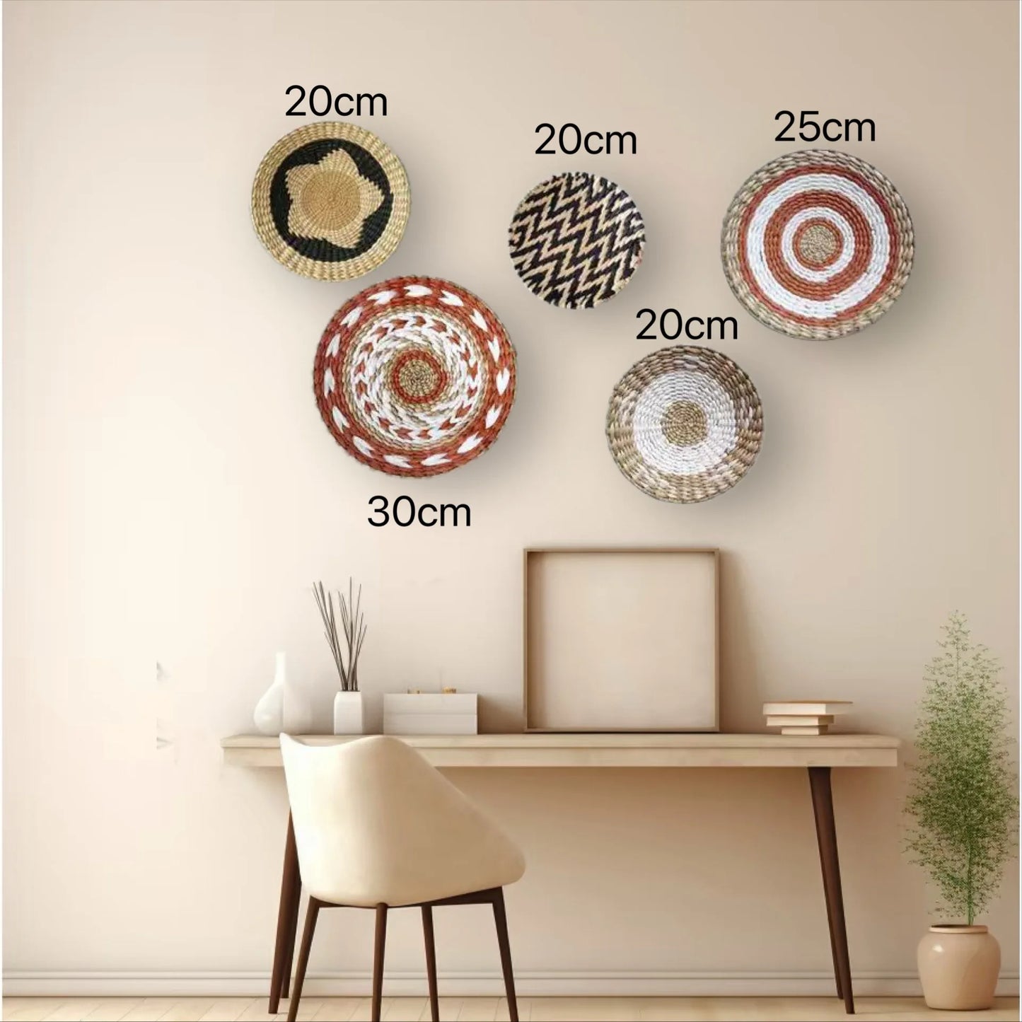 Boho Straw Wall Decor Grass Weaving Woven Tassel Wall Hanging
