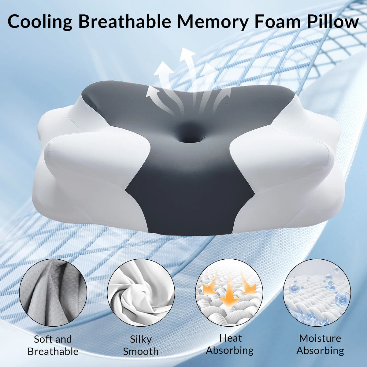 Ergonomic Memory Foam Cervical Pillow for Neck Pain Relief – 4-Zone Support