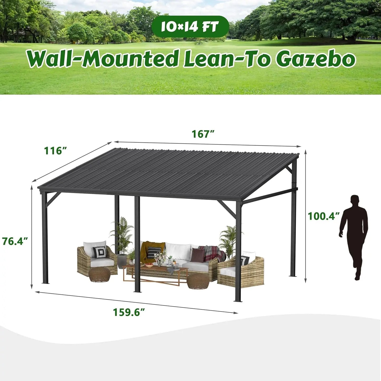 10'x 14' Gazebo, with Metal Frame,  Heavy Duty Awnings