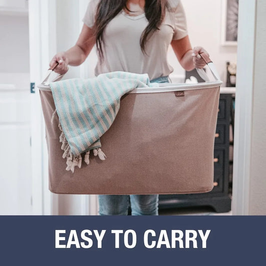 Collapsible Laundry Basket Hamper - LUXE Cream 2Pack 60L