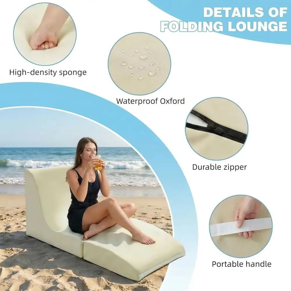 Bean Bag Chair Set o 2 Outdoor Patio Lounge Chair with Back Support