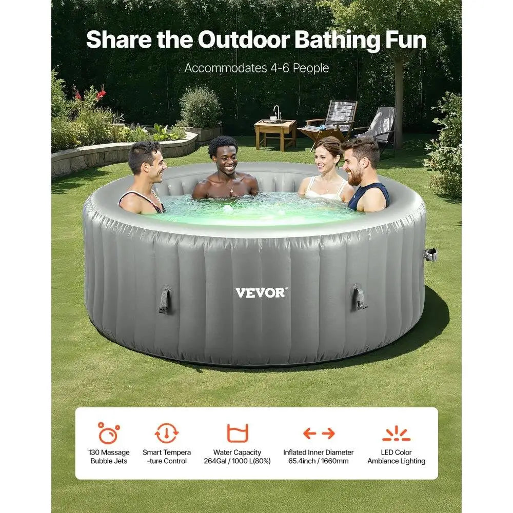 Inflatable Hot Tub 4 to 6 Person Outdoor Spa 81.9 x 26"