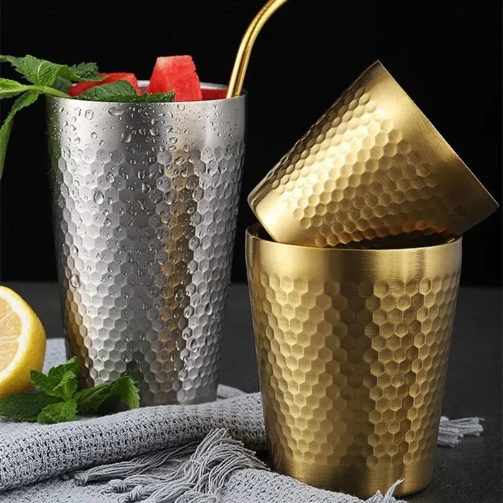 170ML/550ML Double-Wall 304 Stainless Steel Mug Hammer Diamond Texture