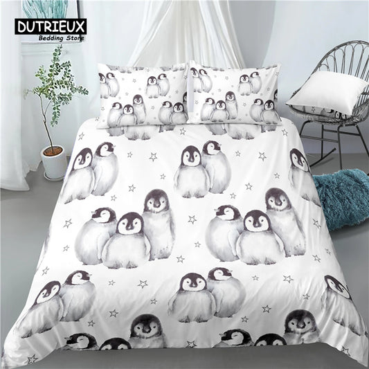 Home Living Luxury 3D Penguin Print 2/3Pcs  Duvet Cover