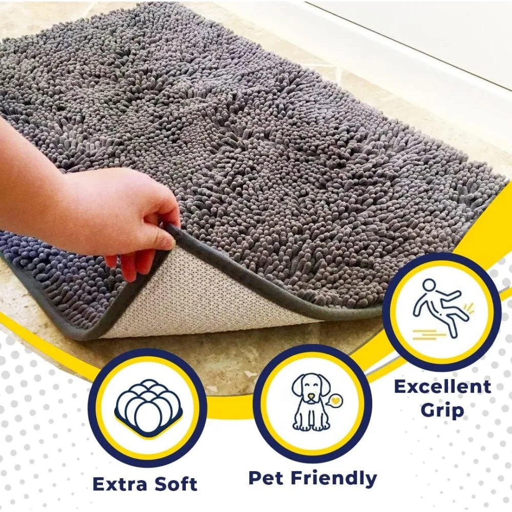 Super Absorbent Microfiber Dog Door Mat for Muddy Paws,