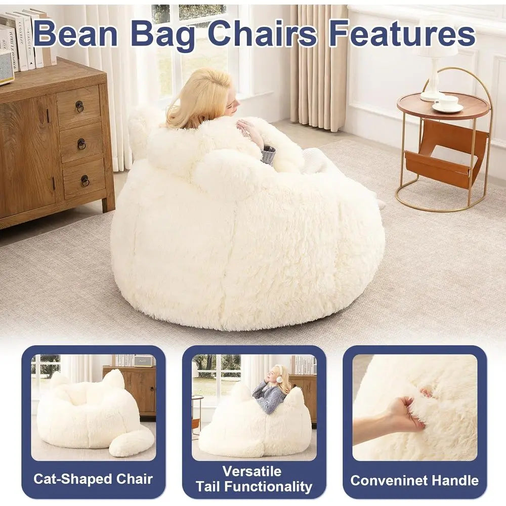 Giant Plush Faux Fur Bean Bag Chair -