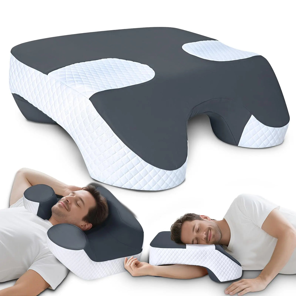 Side Sleeper Pillow with Arm Holes, 2 in 1 Shoulder Relief System