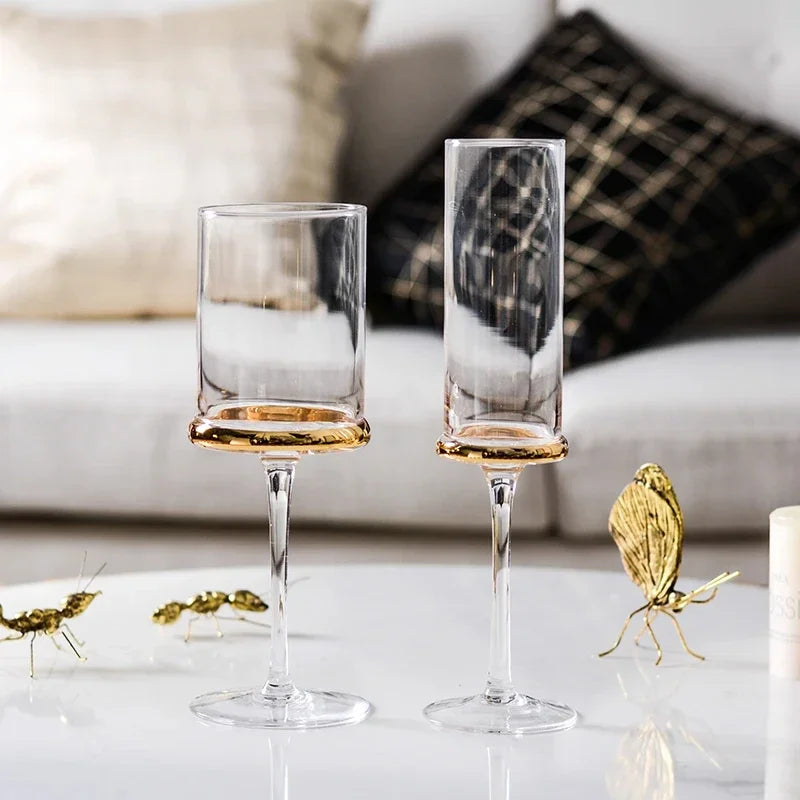Nordic Smoke Gray Electroplated Gold Wine Glass