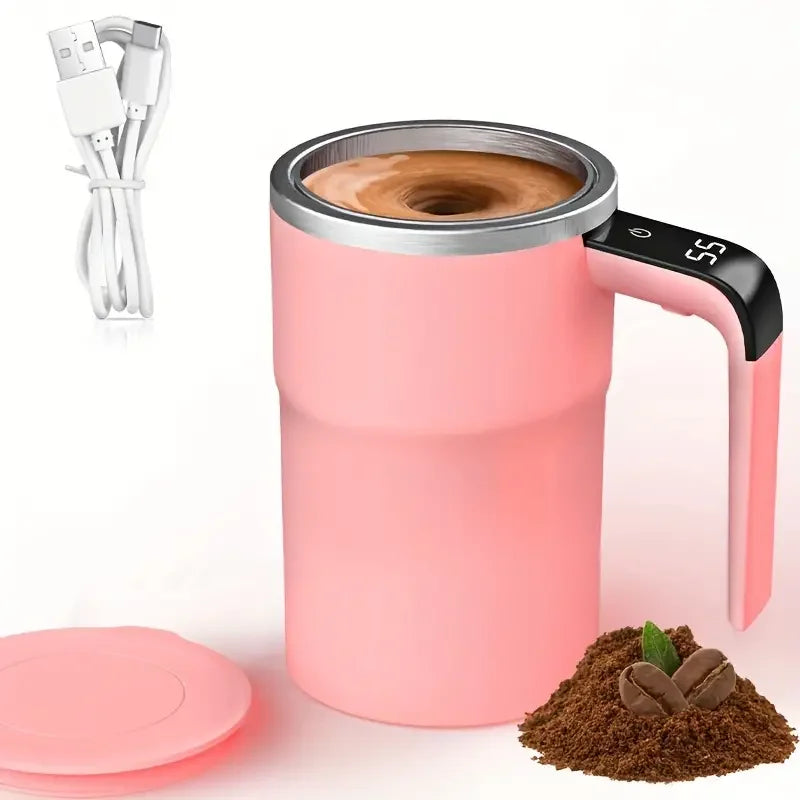 Smart coffee cup LED display USB charging magnetic mixing