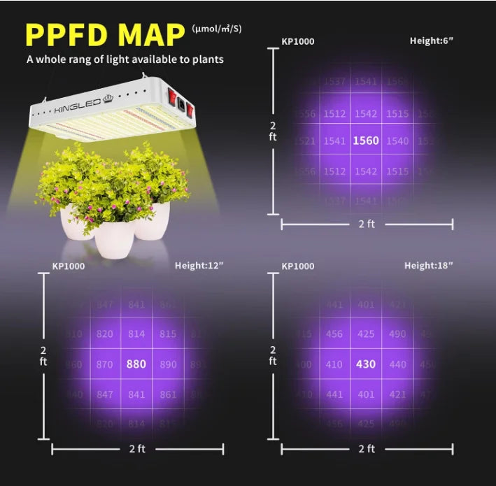 KingLED KP1000 LED Grow Light for Indoor Plants, Full