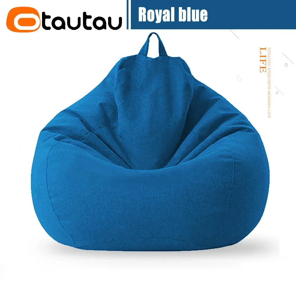 Filled 70cm Bean Bag Sofa with Filler Big Cotton Linen