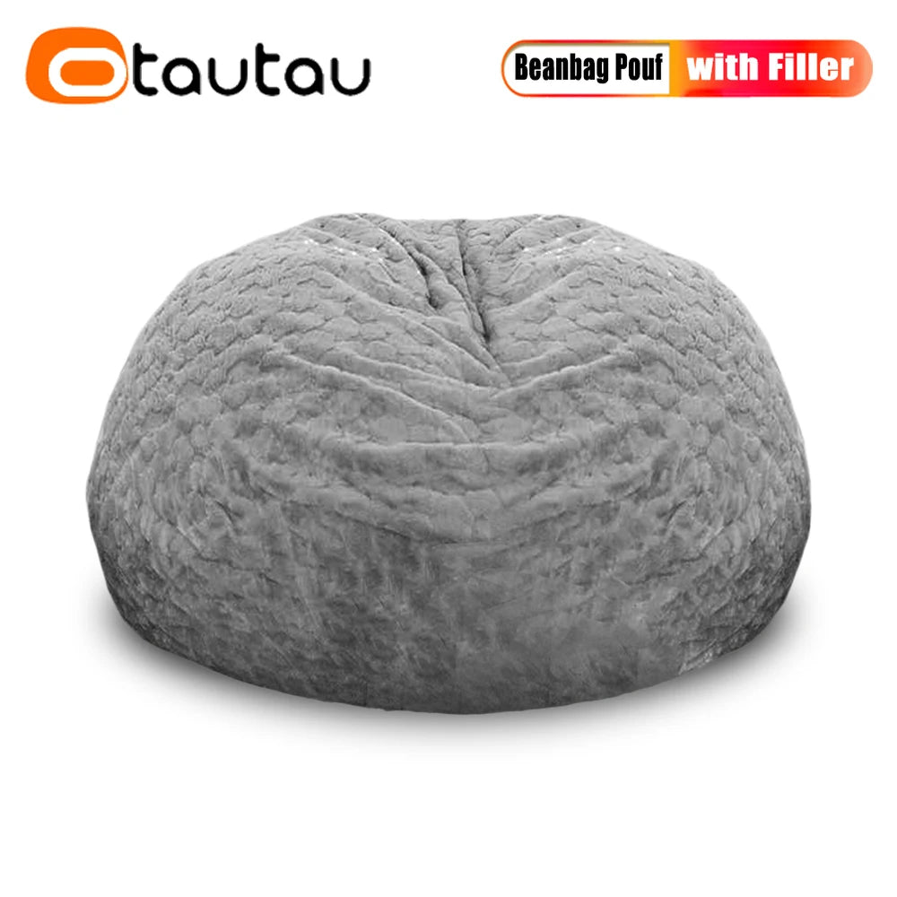 Faux Bunny Fur Bean Bag Pouf with Filling