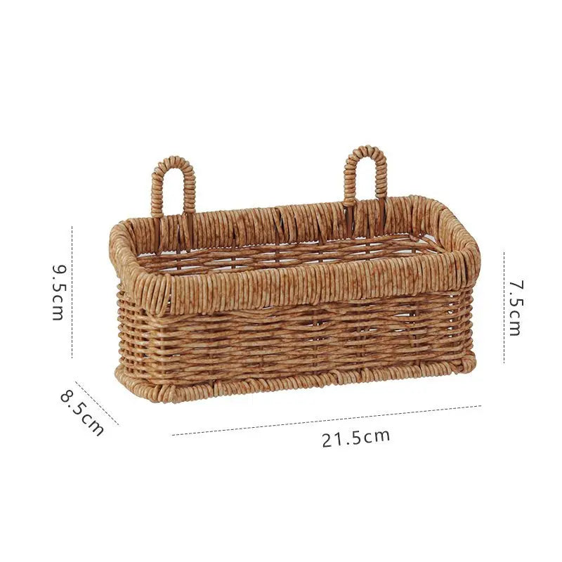 Wall mounted  Storage Basket Plastic Woven  Rattan Basket