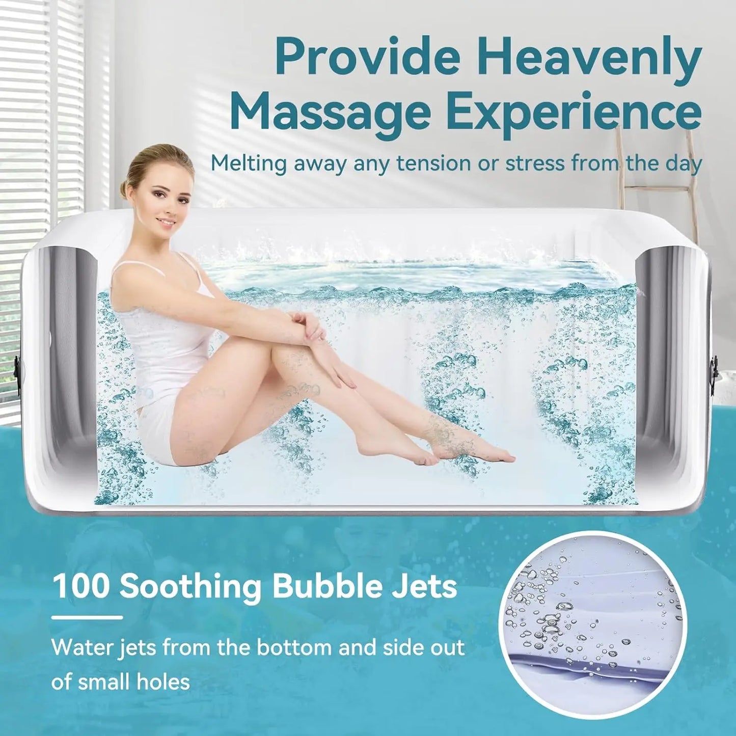 2 Person Inflatable Hot Tub PVC 100 Air Jets Heater Pump