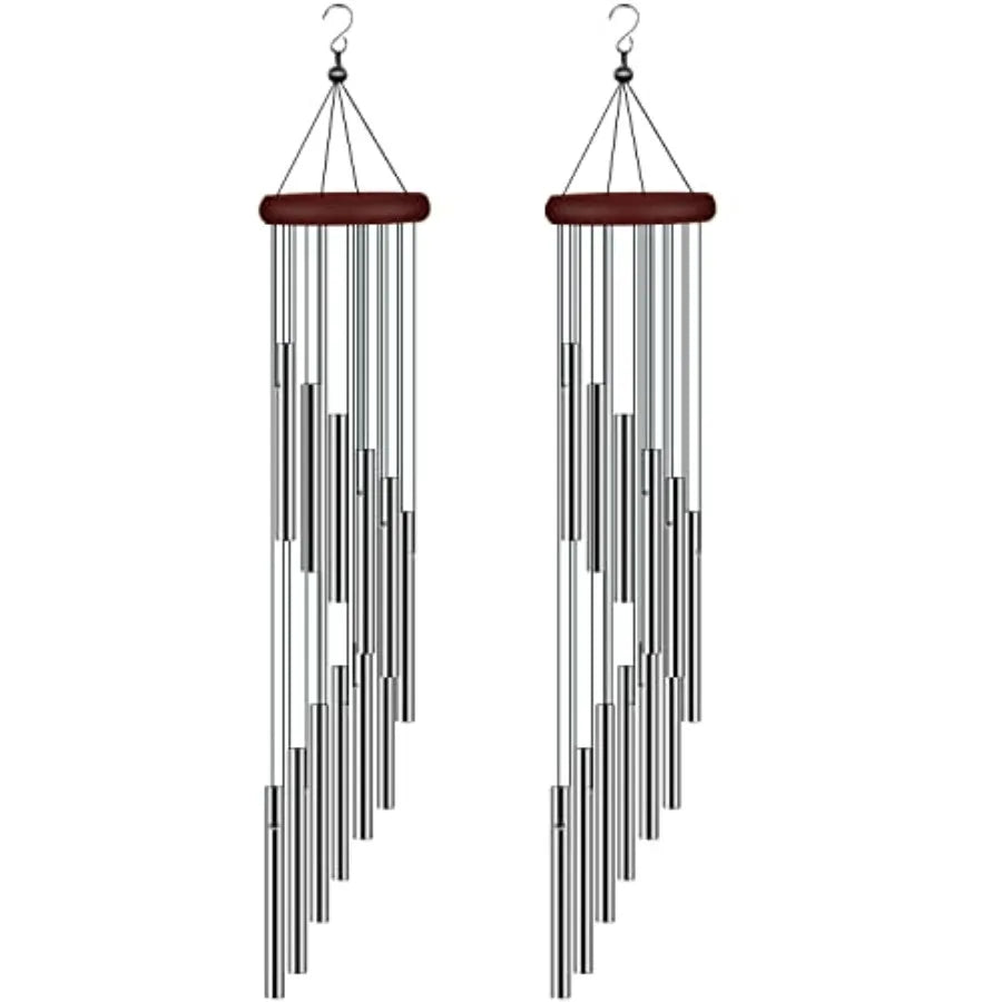 2 Pack Wind Chimes for Outside,  with 12 Aluminum Alloy Tubes and Hook