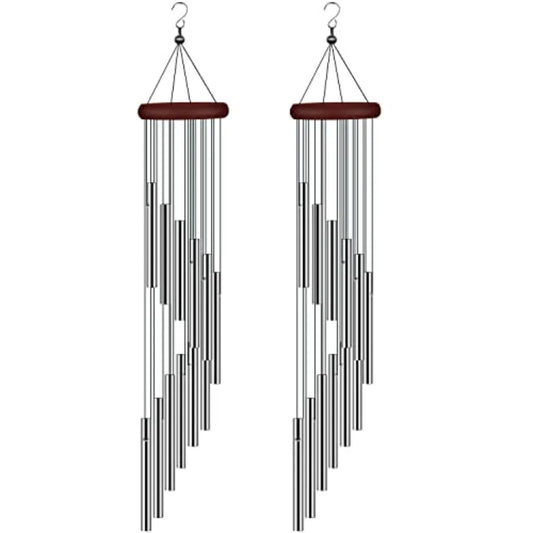2 Pack Wind Chimes for Outside,  with 12 Aluminum Alloy Tubes and Hook