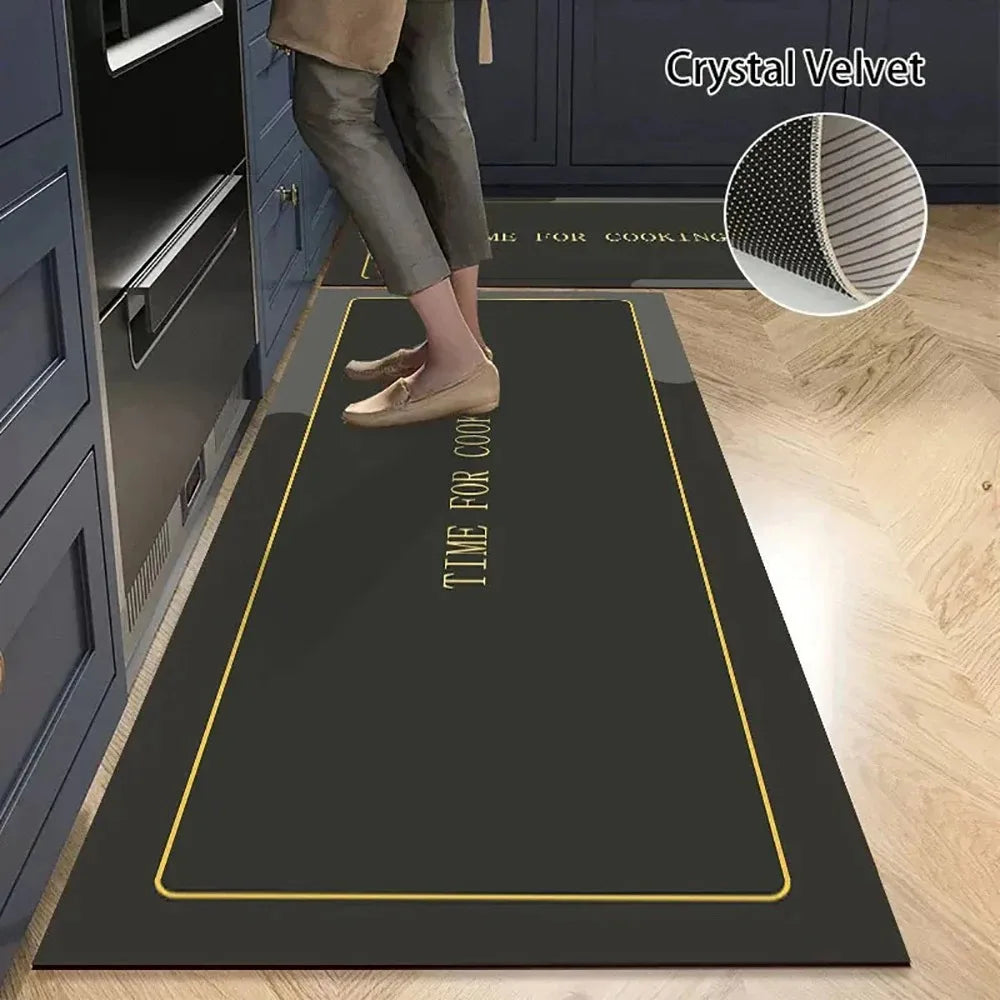 Non-slip Kitchen Mat Long Rugs Crystal Velvet Carpet