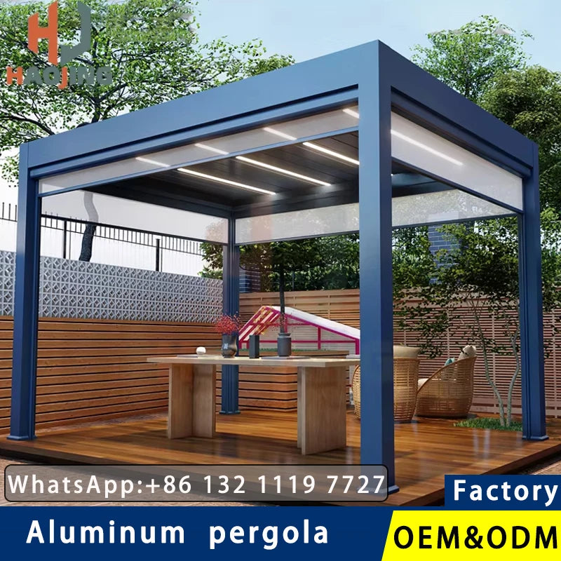 Outdoor Garden Gazebo 4x3 4x4 6x3 Metal Pergola Electric flip folding