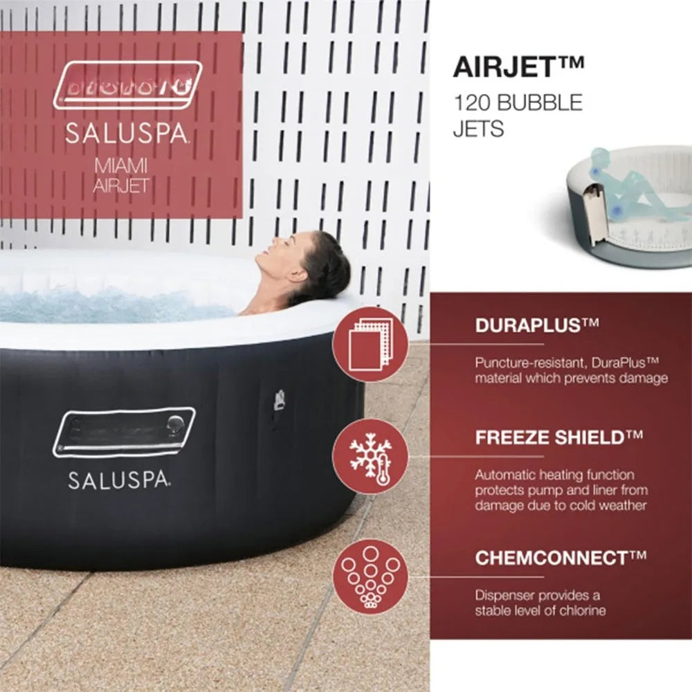 4 Person Capacity Inflatable Portable Round Hot Tub