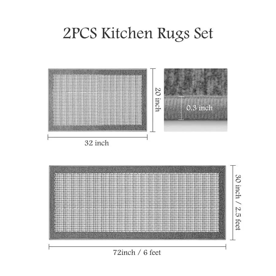 Non Slip Kitchen Rugs Sets of 2 Extra Large 2.5x6 20x32 Runner Rugs