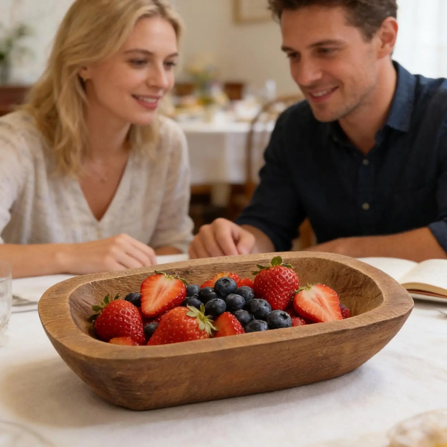 Wooden Bowl Handcrafted Bread Tray