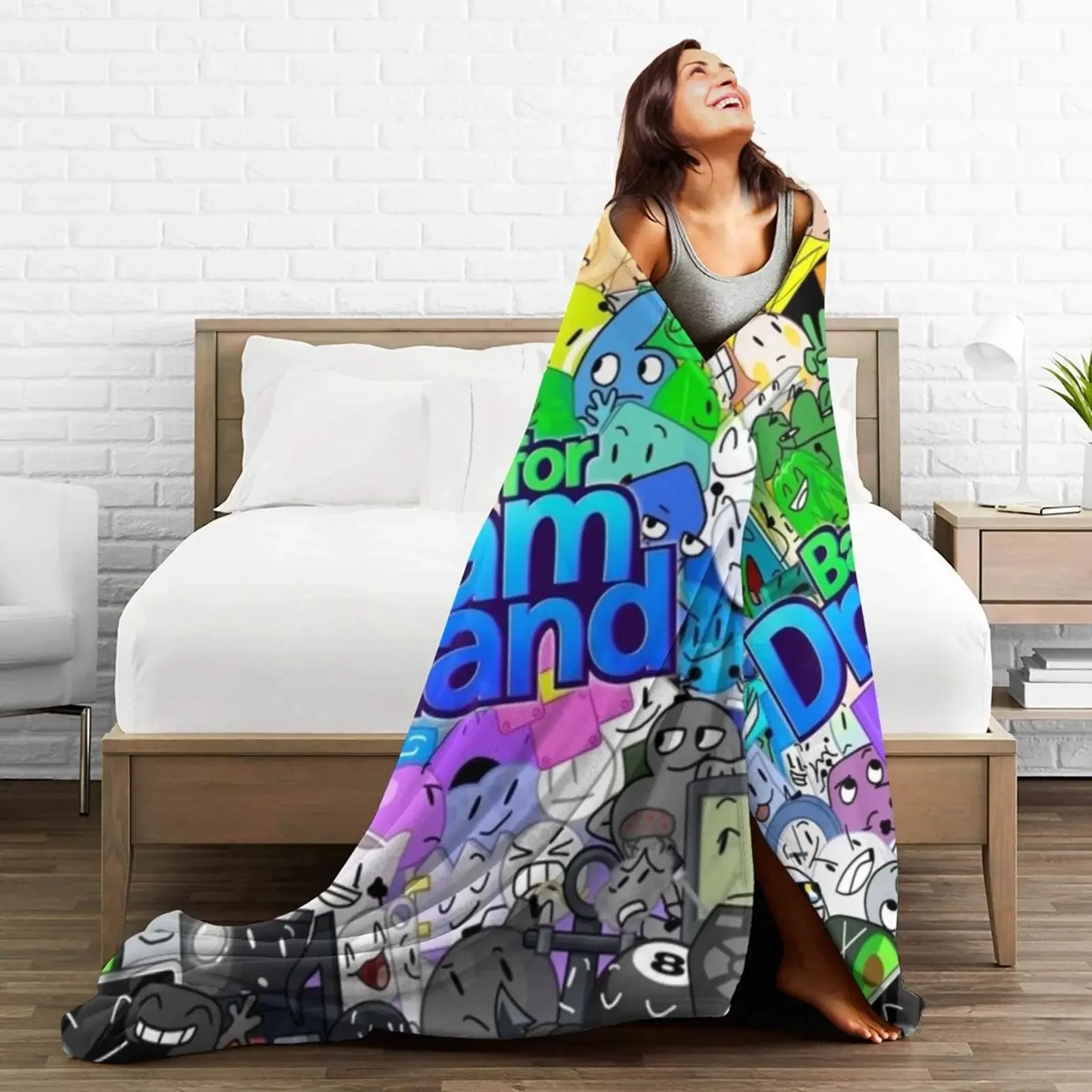 Funny Ultra-Soft Flannel Blanket , Anime Characters Lightweight Throw