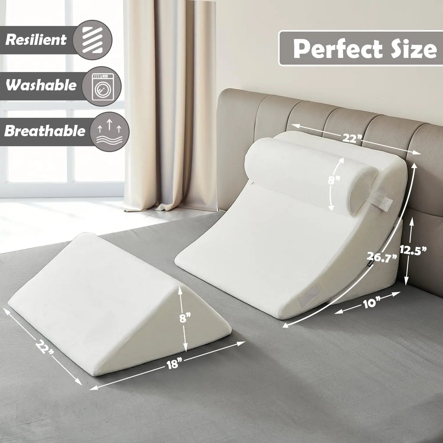 Bed Wedge Pillow Set Triangle Memory Foam