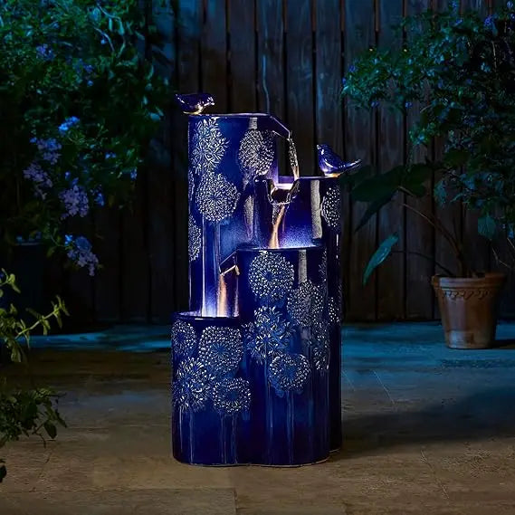 31.75" H Outdoor Water Fountain with LED Lights and Pump