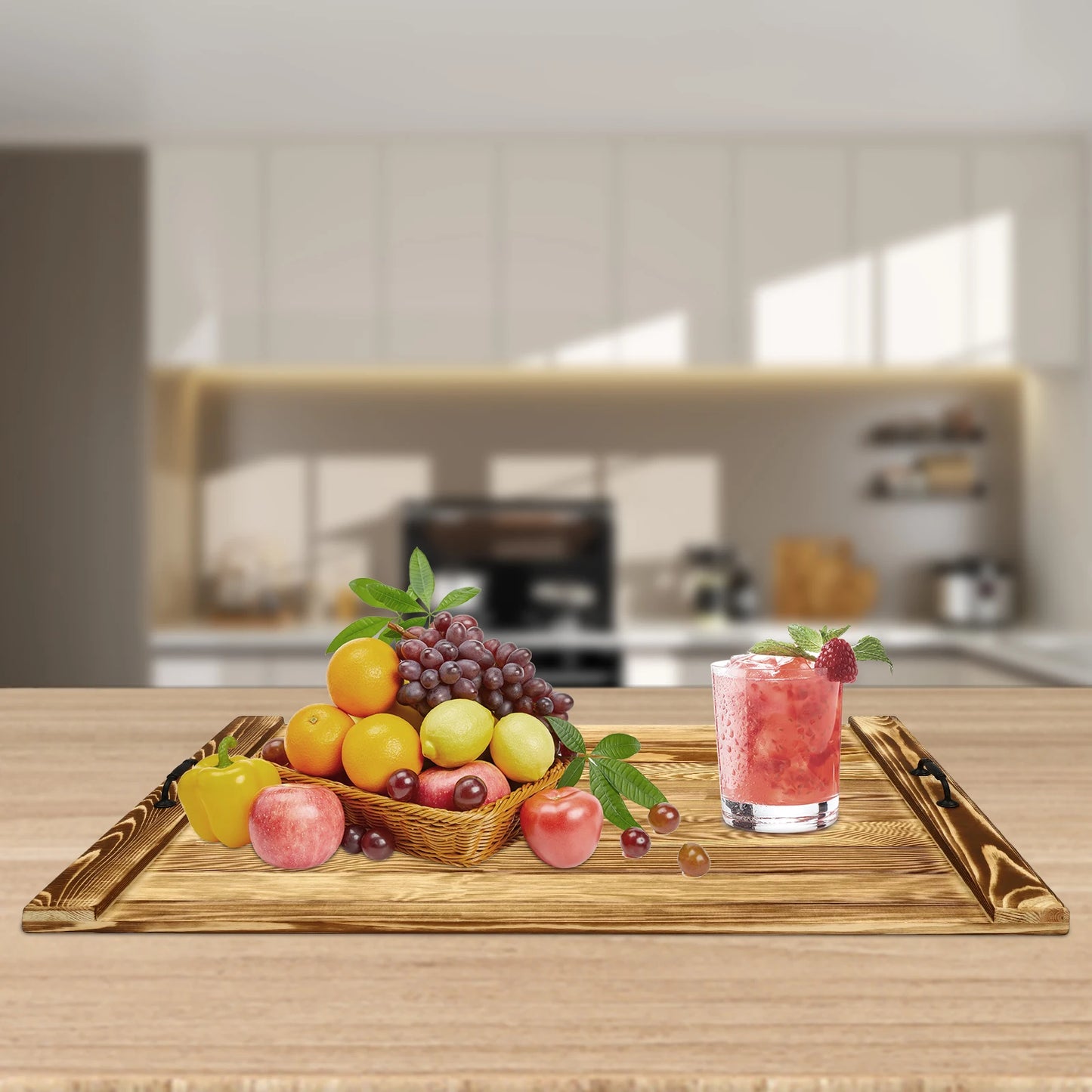 76CM Home Cutting Board with Hand Stove Top Cover Food Placement Plate Wooden Dining Plate