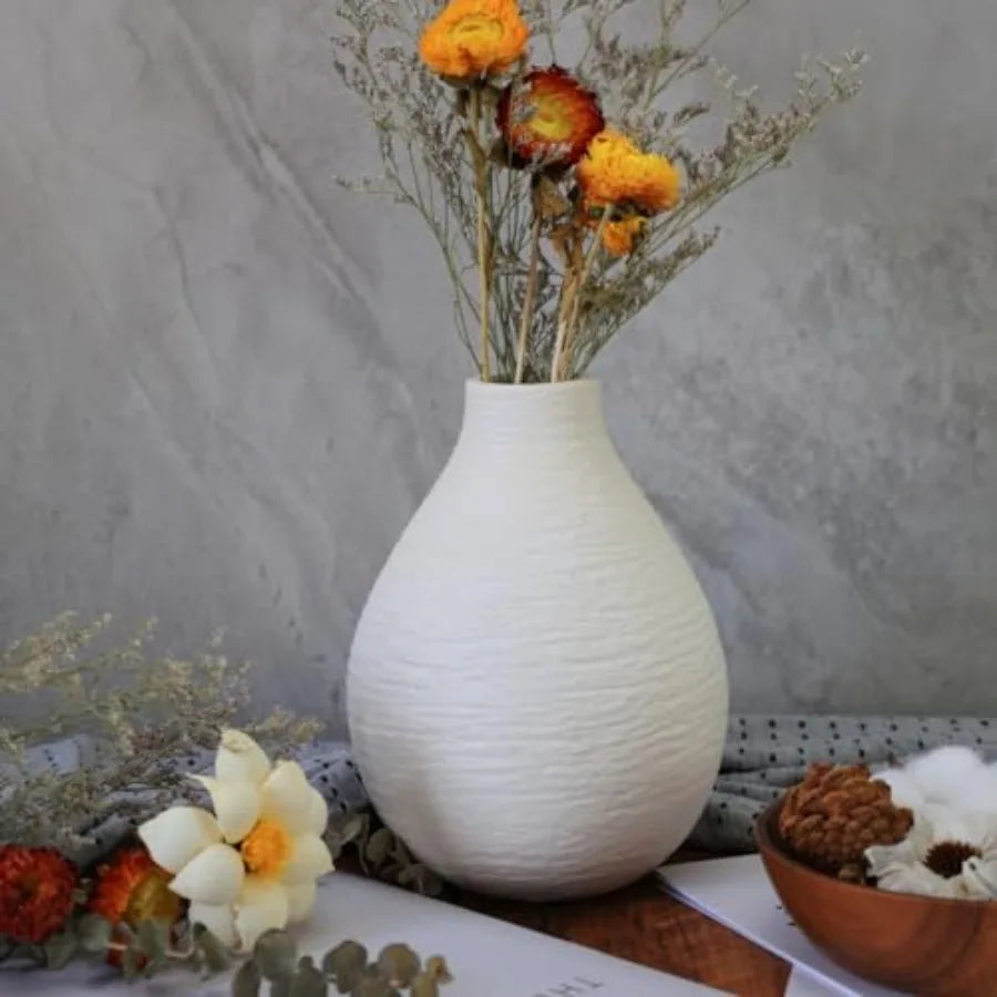 Snow Inspired Flower Vase, Ceramic Vases, White Vases