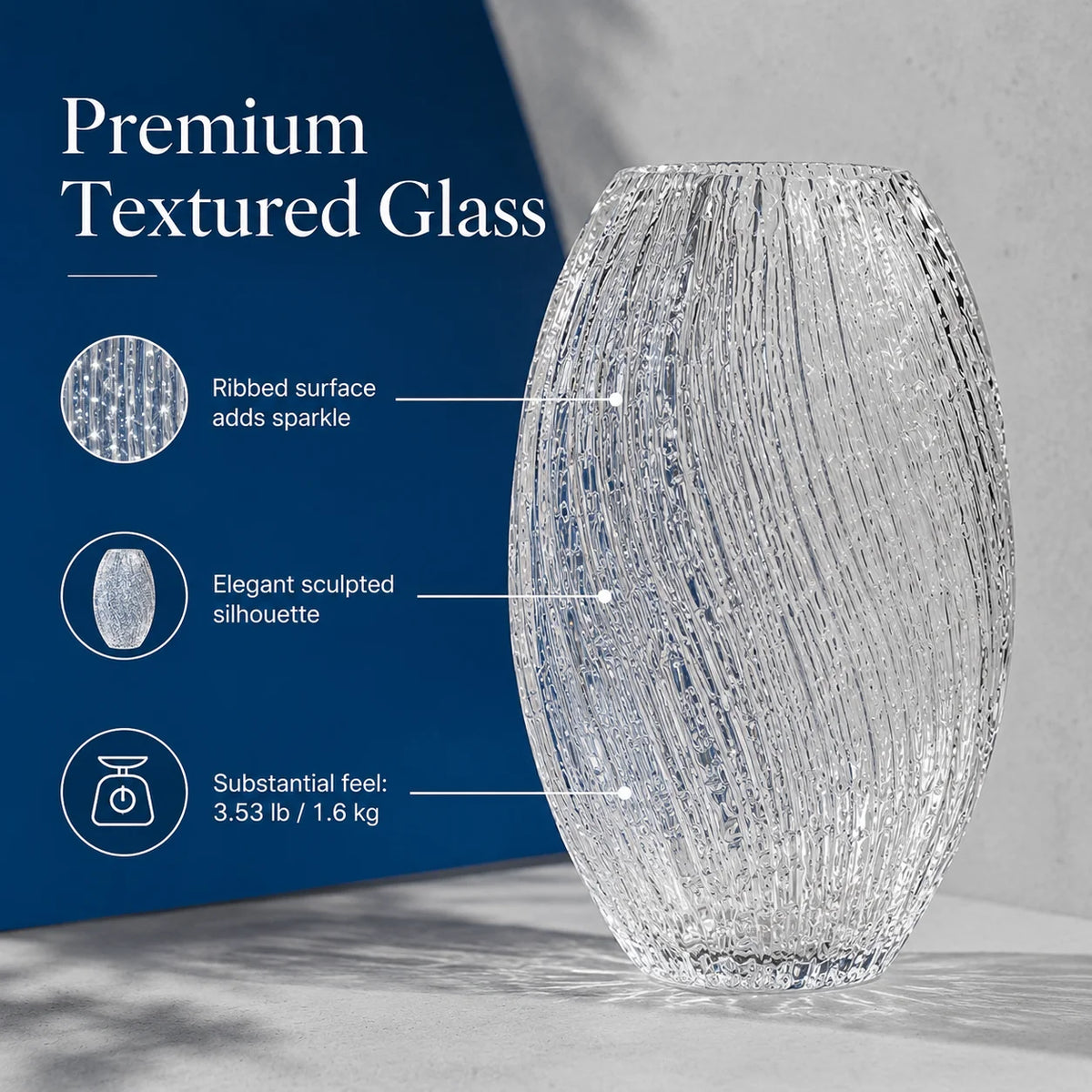 Handmade Glass Vase Glowing Wave Decor