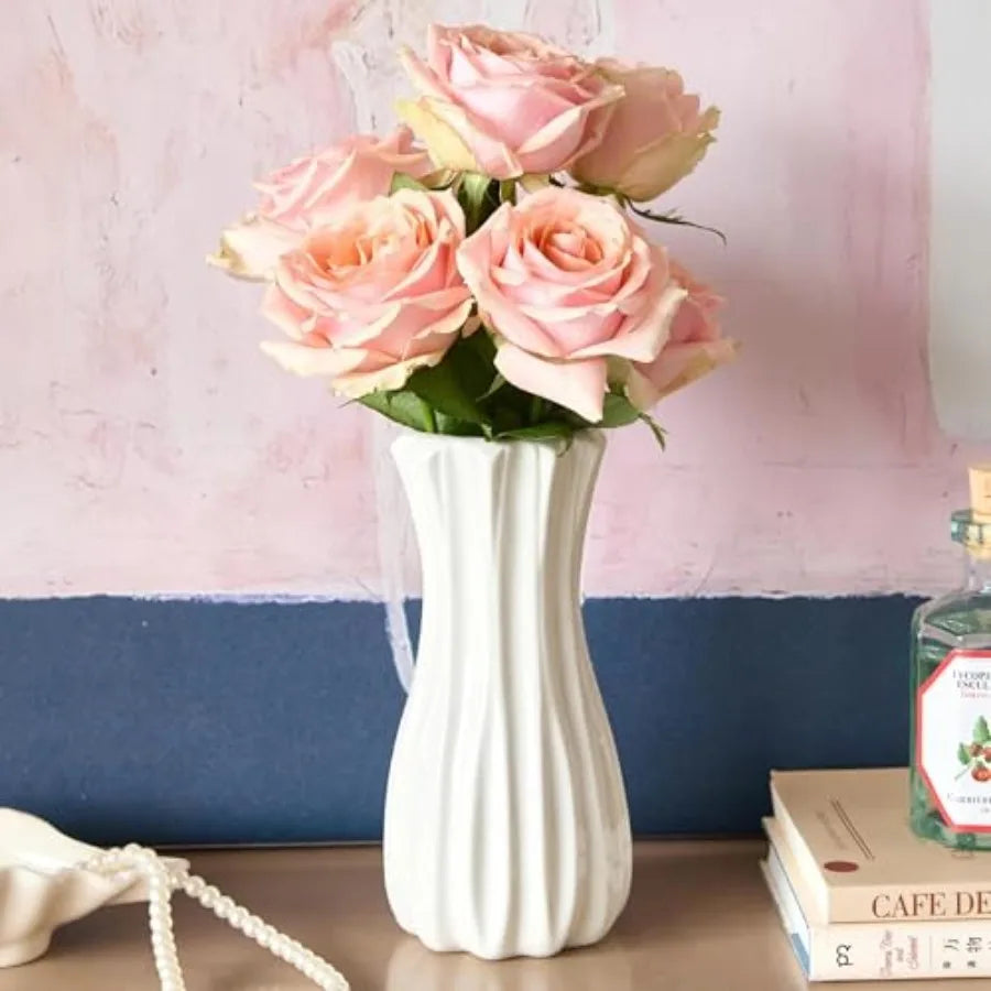 8 Inch White Ceramic Vase