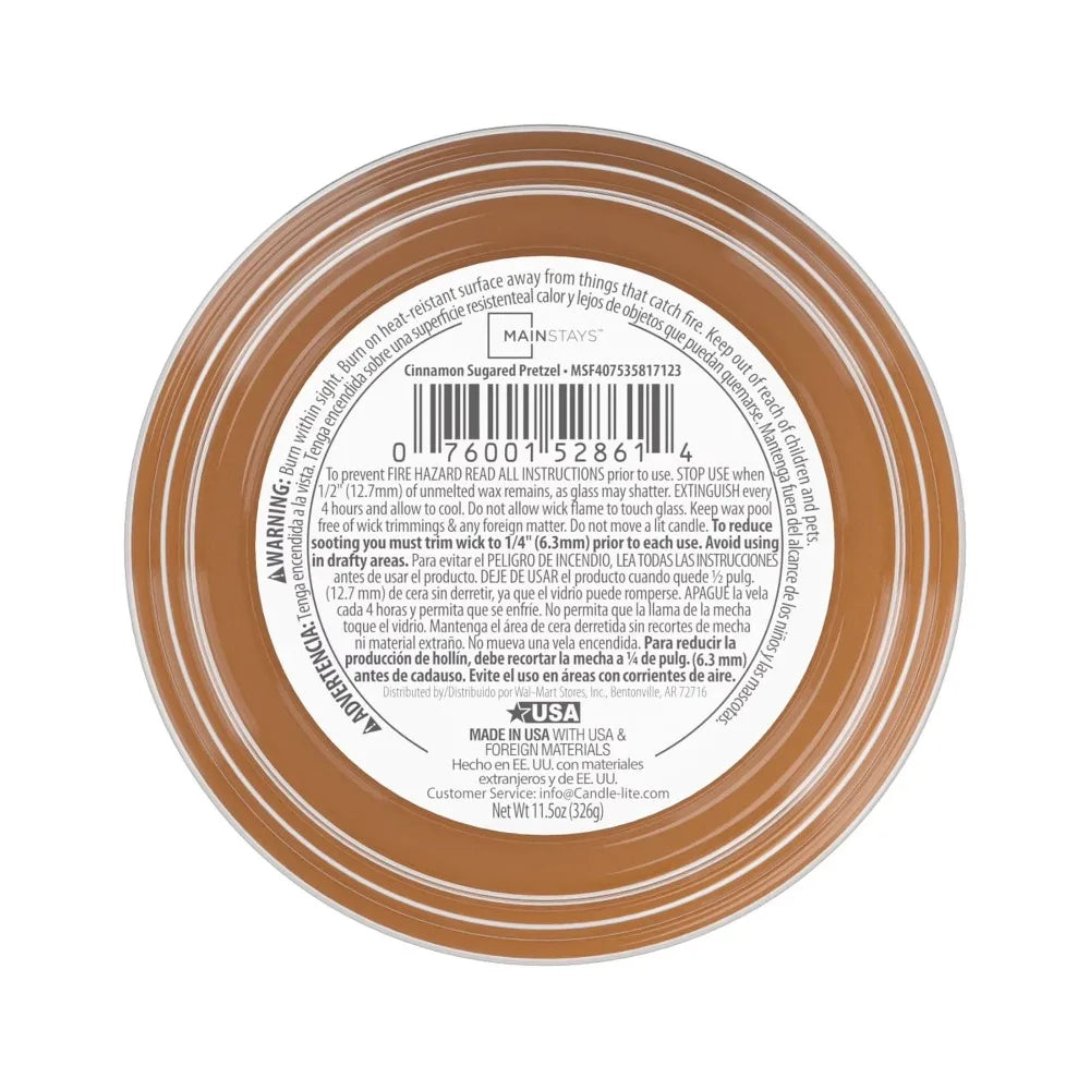 3 Wick Scented Glass Jar Candle Cinnamon Sugared Pretzel